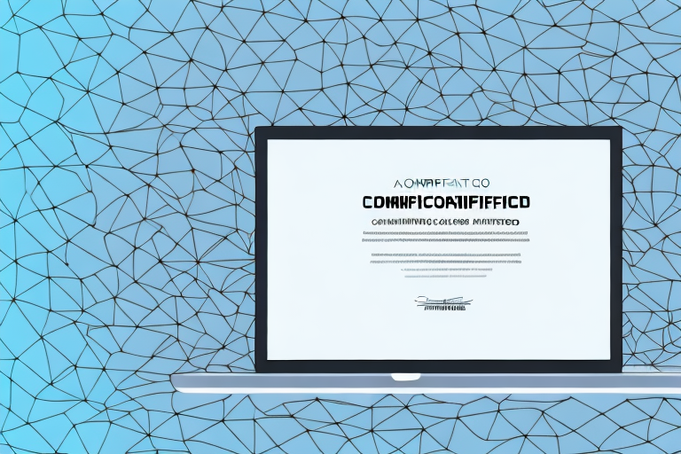 A laptop computer with a certificate of completion on the screen
