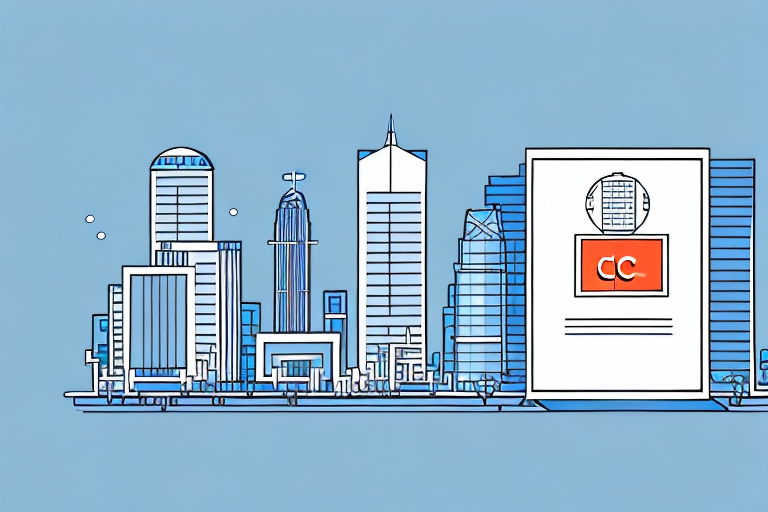 A cityscape featuring a modern building with a sign reading "ccnp training and certification"