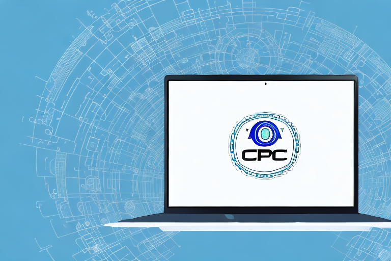 A laptop with a ccnp certification logo displayed on the screen