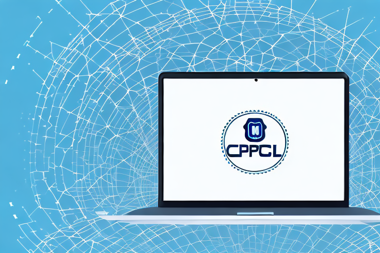 A laptop computer with a ccnp certification logo on the screen